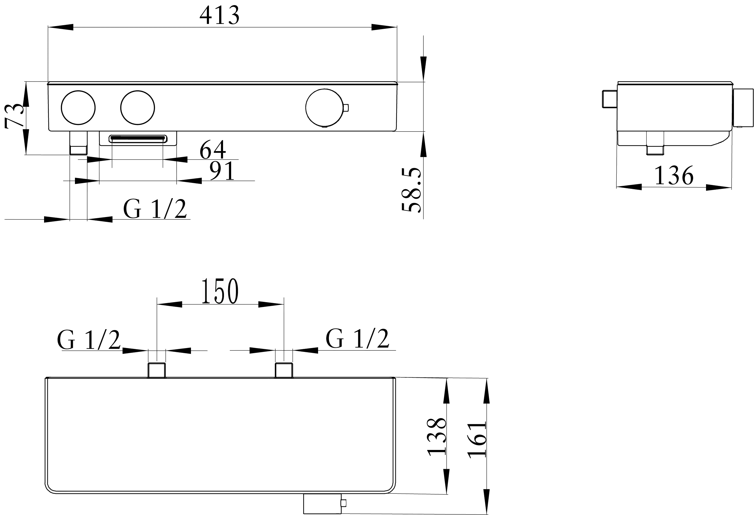Wannenarmatur „Infinity Showers“ Ausladung 93 mm in Matt Black Wannenarmatur „Infinity Showers“ Ausladung 93 mm in Matt Black