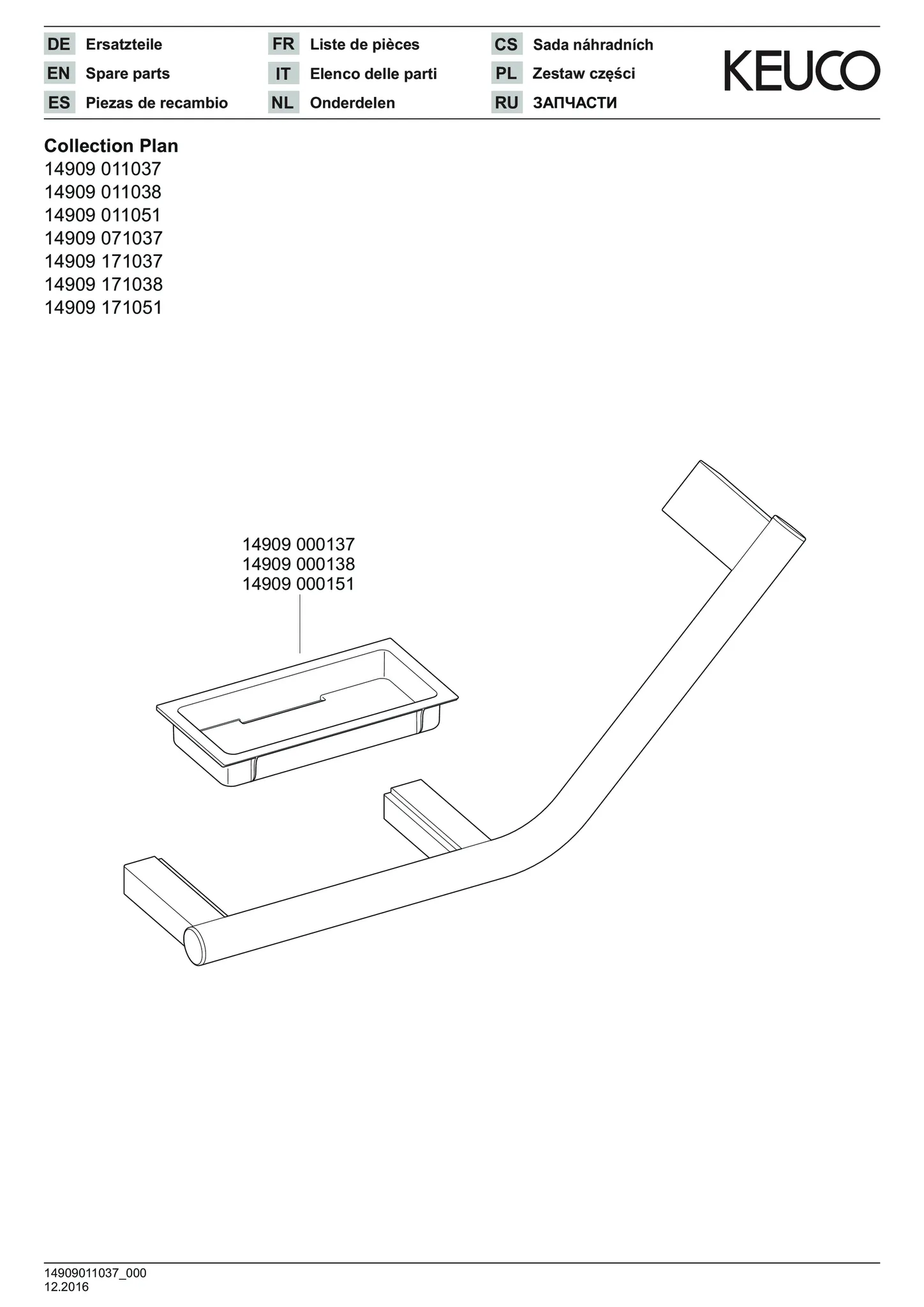 Plan 14909011037 Haltegriff rechts mit Seifenablage verchromt