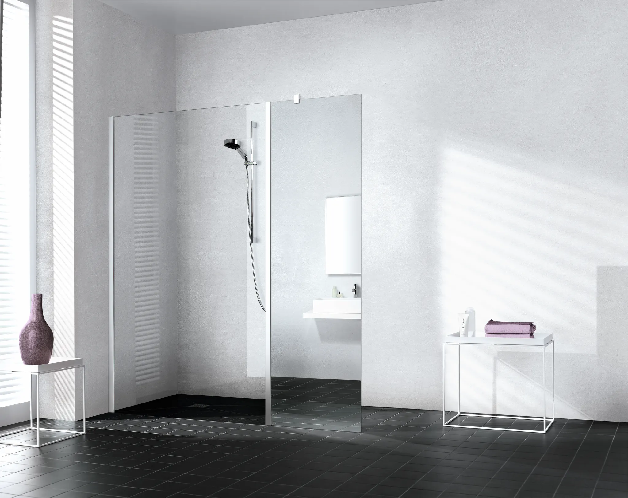 Kermi Duschdesign Walk-In-Duschkabine „WALK-IN XB“ Glas Klar, Profile Silber Hochglanz, BV: 300 - 300 mm H: 2000 mm