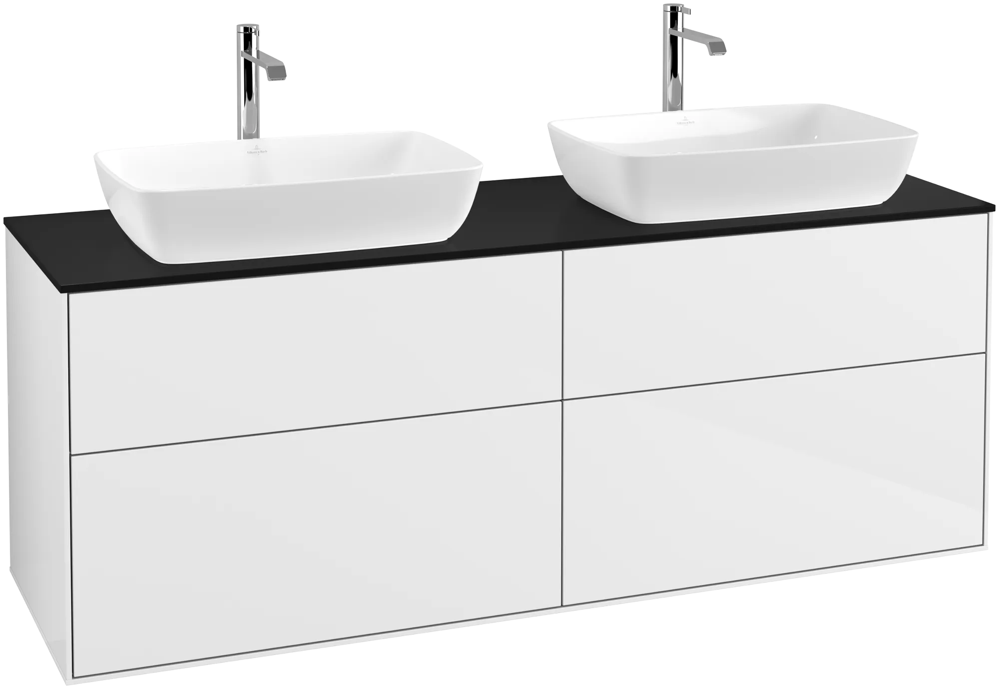 Villeroy & Boch Finion Waschbeckenunterschrank G84 1600x603x501mm Glossy White Lacquer / Glass Black Matt