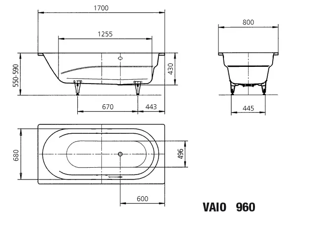 Kaldewei Badewanne „Vaio“ rechteck 170 × 80 cm, ohne Grifflochbohrungen mit Überlaufbohrung, in alpinweiß Kaldewei Badewanne „Vaio“ rechteck 170 × 80 cm, ohne Grifflochbohrungen mit Überlaufbohrung, in alpinweiß