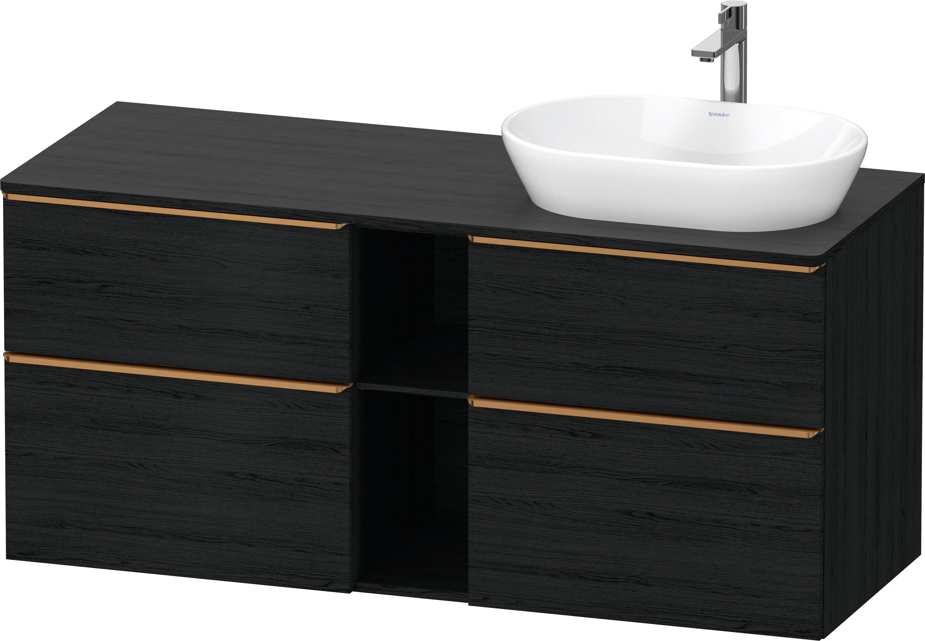 Duravit Waschtischunterschrank wandhängend „D-Neo“ 140 × 66,4 × 55 cm Eiche Schwarz