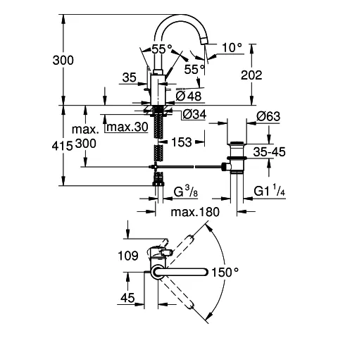 Einhand-Waschtischbatterie Eurosmart Cosmopolitan 32830_1, L-Size, Einlochmontage, getrennte innenliegende Wasserwege – kein Kontakt mit Blei oder Nickel, Zugstangen-Ablaufgarnitur 1 1/4″, chrom Einhand-Waschtischbatterie Eurosmart Cosmopolitan 32830_1, L-Size, Einlochmontage, getrennte innenliegende Wasserwege – kein Kontakt mit Blei oder Nickel, Zugstangen-Ablaufgarnitur 1 1/4″, chrom