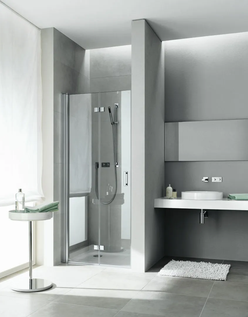 Kermi Pendel-Falttür links „Diga“ Glas SR Opaco, Profile Silber Hochglanz, Falttür BV: 1183 - 1208 mm WE: 1183 - 1208 mm H: 2000 mm Kermi Pendel-Falttür links „Diga“ Glas SR Opaco, Profile Silber Hochglanz, Falttür BV: 1183 - 1208 mm WE: 1183 - 1208 mm H: 2000 mm