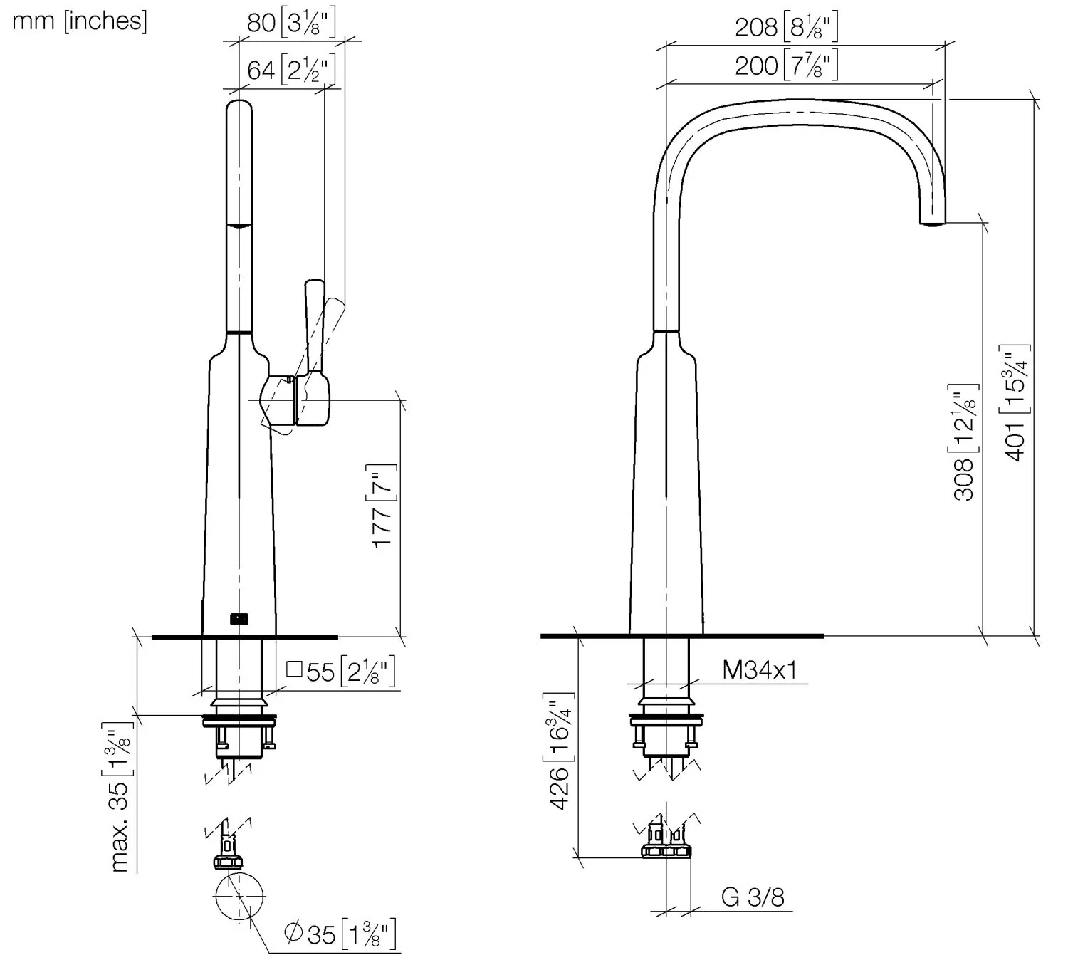 Dornbracht COYA Waschtisch-Einhandbatterie Chrom, Ausladung 200 mm, Armaturenhöhe 401 mm, Bohrungsdurchmesser 35 mm Dornbracht COYA Waschtisch-Einhandbatterie Chrom, Ausladung 200 mm, Armaturenhöhe 401 mm, Bohrungsdurchmesser 35 mm