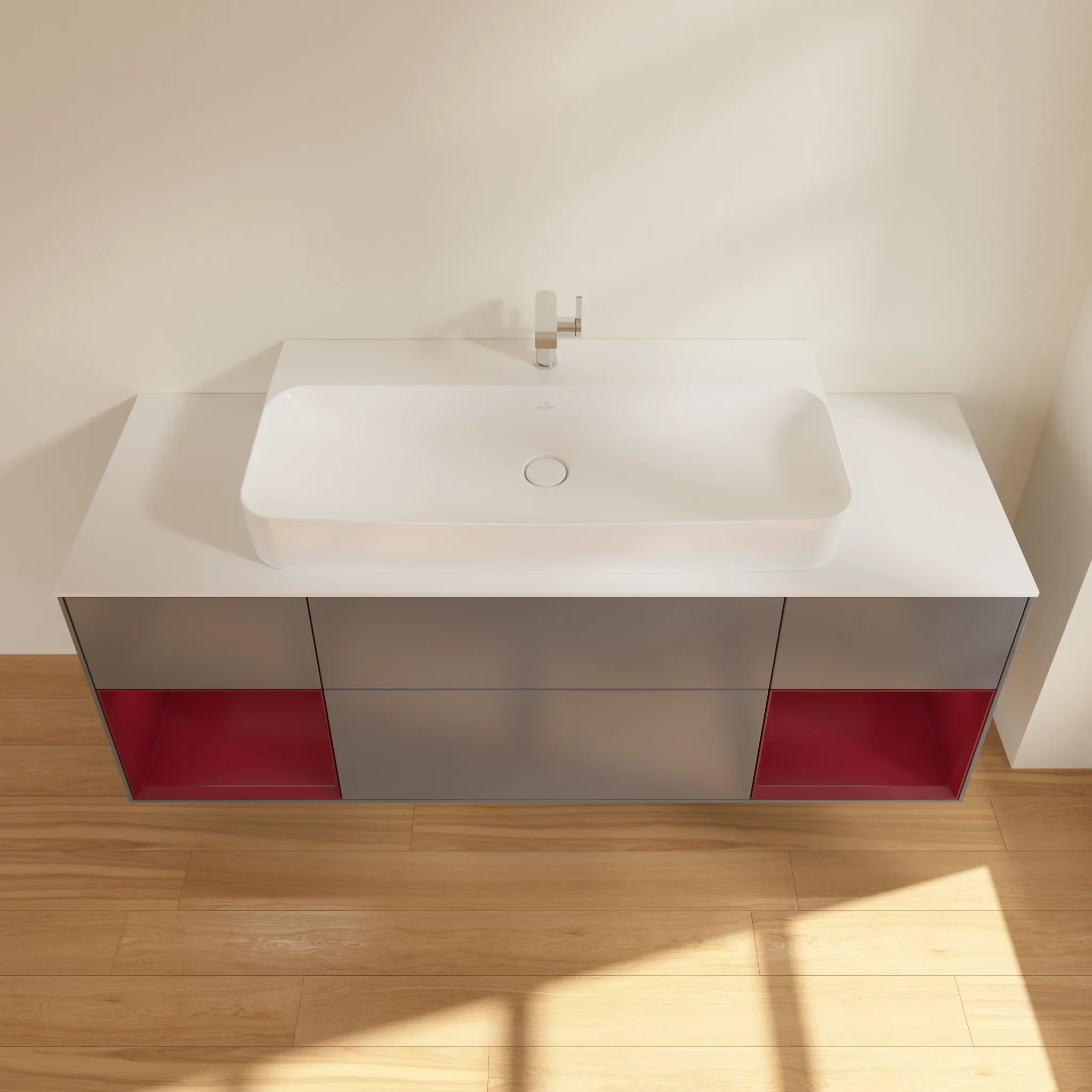 Villeroy & Boch Waschtischunterschrank „Finion“ für Schrankwaschtisch 1600 × 603 × 501 mm Anthracite Matt Lacquer, für Becken mittig