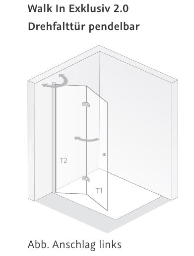 HSK teilgerahmte Walk-In-Duschkabine Drehfalttür pendelbar „Exklusiv 2.0“ Glas Mattierung mittig (65 cm), Profile Alu Silber-matt, Scharniere Premium Softcube, B: 1000 mm H: 2000 mm HSK teilgerahmte Walk-In-Duschkabine Drehfalttür pendelbar „Exklusiv 2.0“ Glas Mattierung mittig (65 cm), Profile Alu Silber-matt, Scharniere Premium Softcube, B: 1000 mm H: 2000 mm