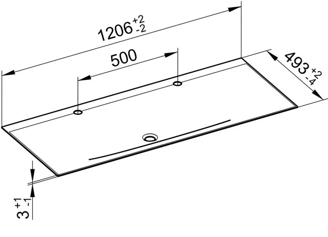 KEUCO Emaille-Einbauwaschtisch „Edition 11 Art“ in Manhattan, 1206 × 493 × 4 mm
