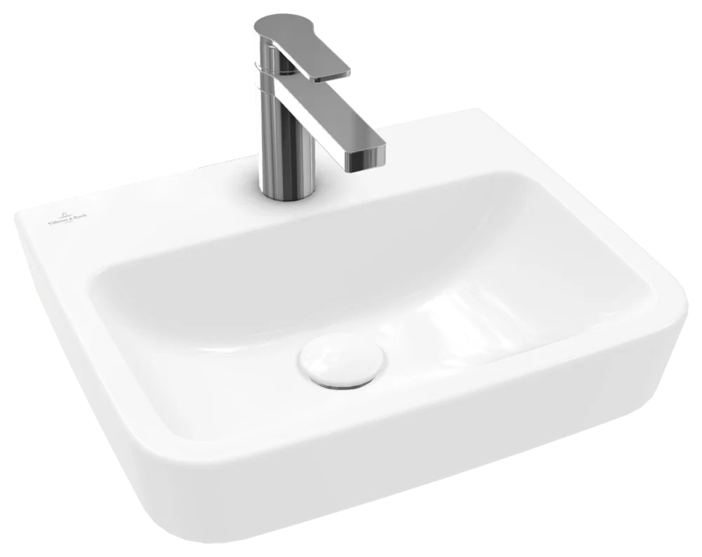 Villeroy & Boch Handwaschbecken O.novo, eckig, weiß Alpin, 450 x 370 mm, Höhe 160 mm, Wanneneinbaumaß 450 x 370 x 160 mm