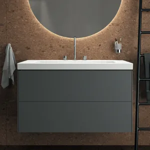 Waschbecken „Extra“ 101 × 51 × 15 cm, Hahnlochposition mittig in Weiß Waschbecken „Extra“ 101 × 51 × 15 cm, Hahnlochposition mittig in Weiß