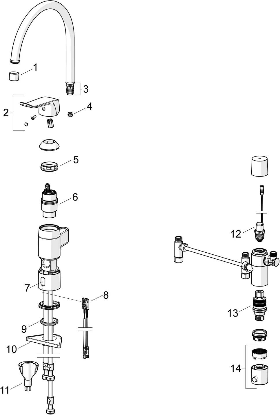 HansaCARE Küchenarmatur 4614, 230V/9V, Bluetooth, Ausladung 178mm, Chrom