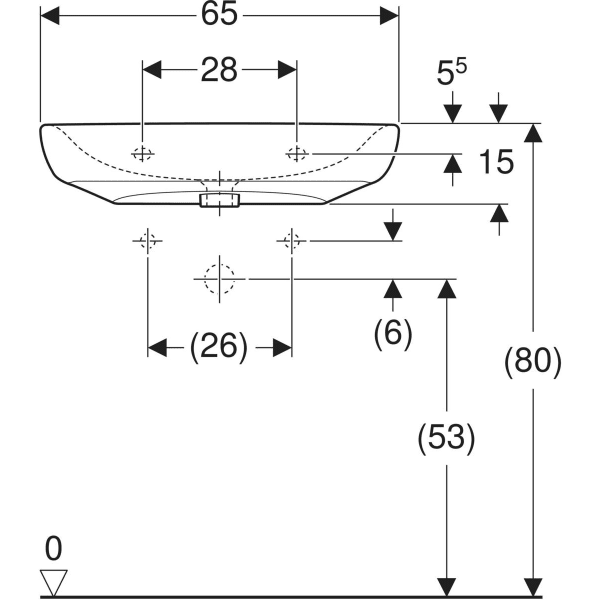 Wandwaschtisch „Renova Comfort“, rechteckig 65 × 55 cm in weiß alpin Wandwaschtisch „Renova Comfort“, rechteckig 65 × 55 cm in weiß alpin
