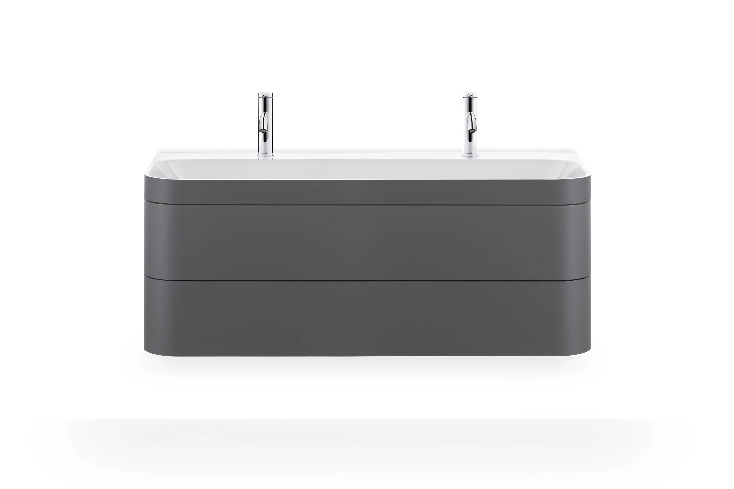 Duravit Waschtischunterschrank c-shaped Set wandhängend „Happy D.2 Plus“ 117,5 × 48 × 49 cm Graphit Supermatt Duravit Waschtischunterschrank c-shaped Set wandhängend „Happy D.2 Plus“ 117,5 × 48 × 49 cm Graphit Supermatt