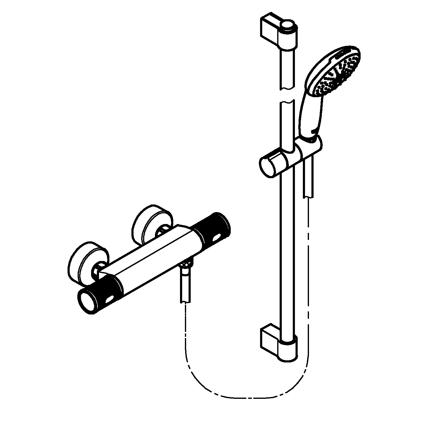 Thermostat-Brausebatterie Grohtherm 1000 Performance 34835_1, mit Tempesta Brausestangenset 900mm, 2 Strahlarten: Rain/Jet, chrom