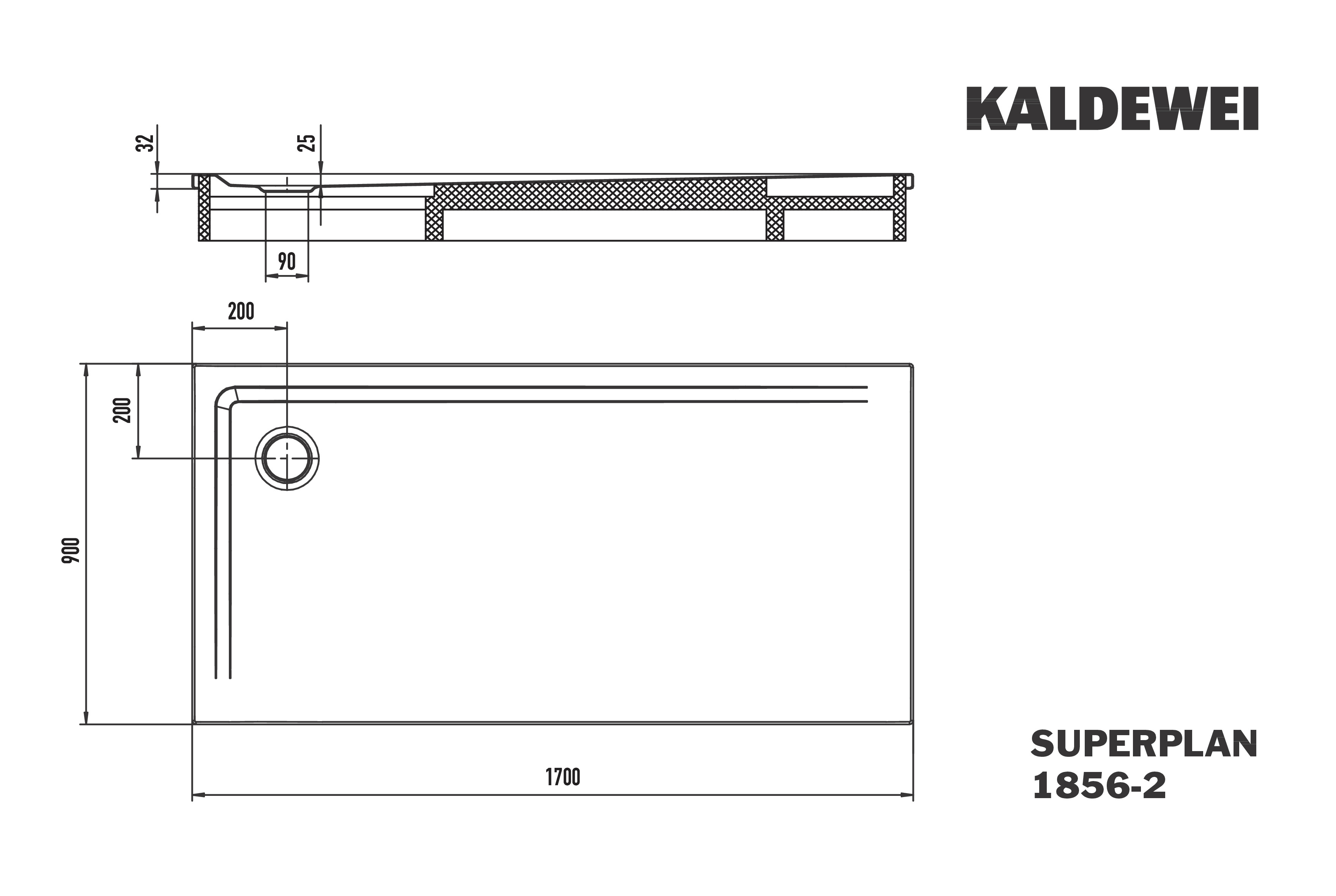 Kaldewei Duschwanne „Superplan“ 90 × 170 cm