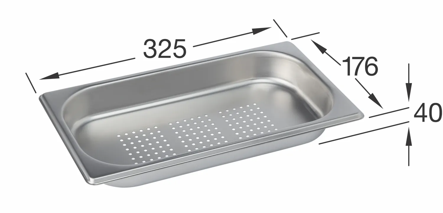 Dampfgarschale 1/3 Zubehör 829906, 176 x 325 mm, aus Edelstahl, Edelstahl