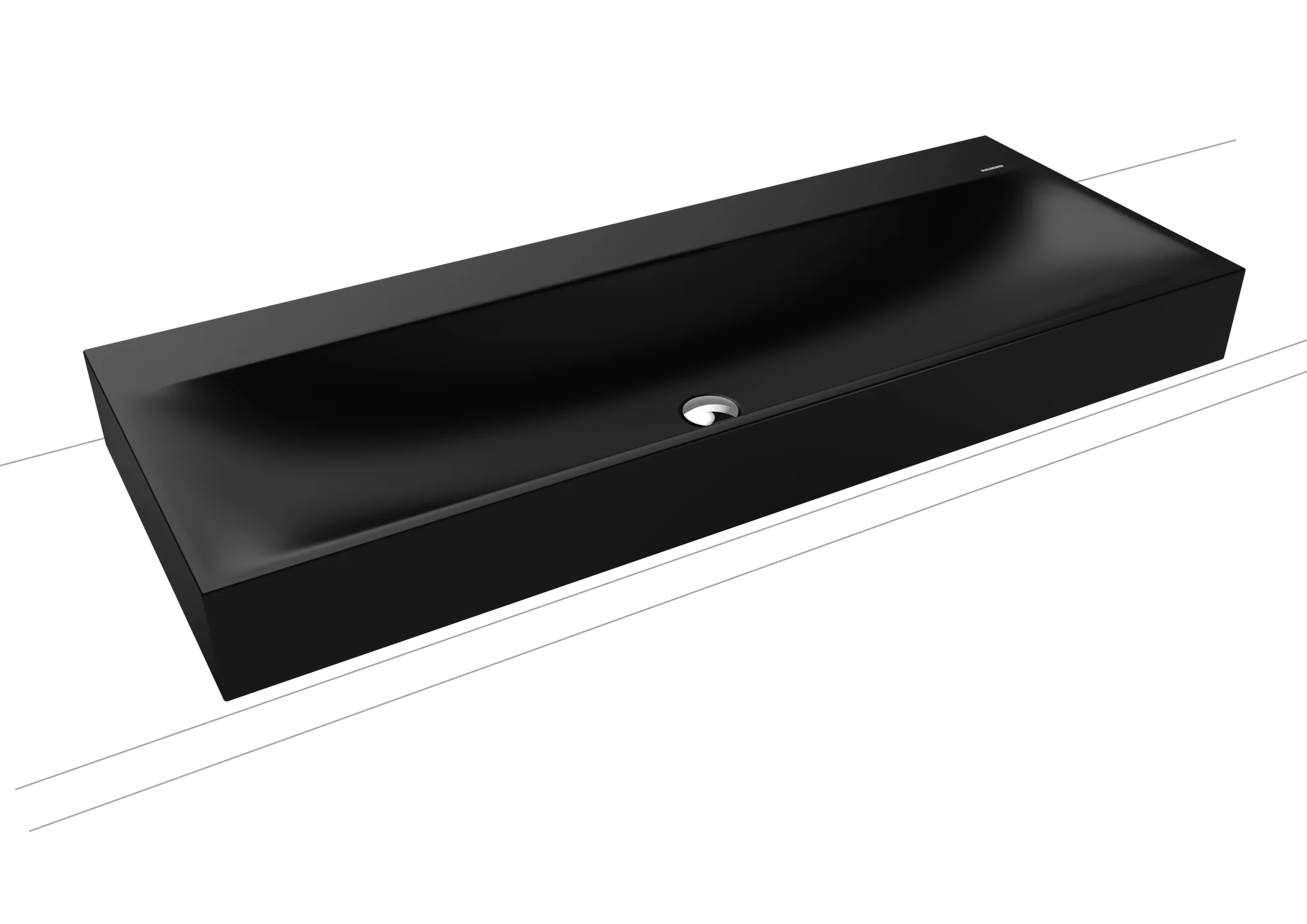 Doppelwaschtisch „Silenio“ 120 × 46 cm, ohne Hahnlochbohrung in schwarz matt, mit Perl-Effekt
