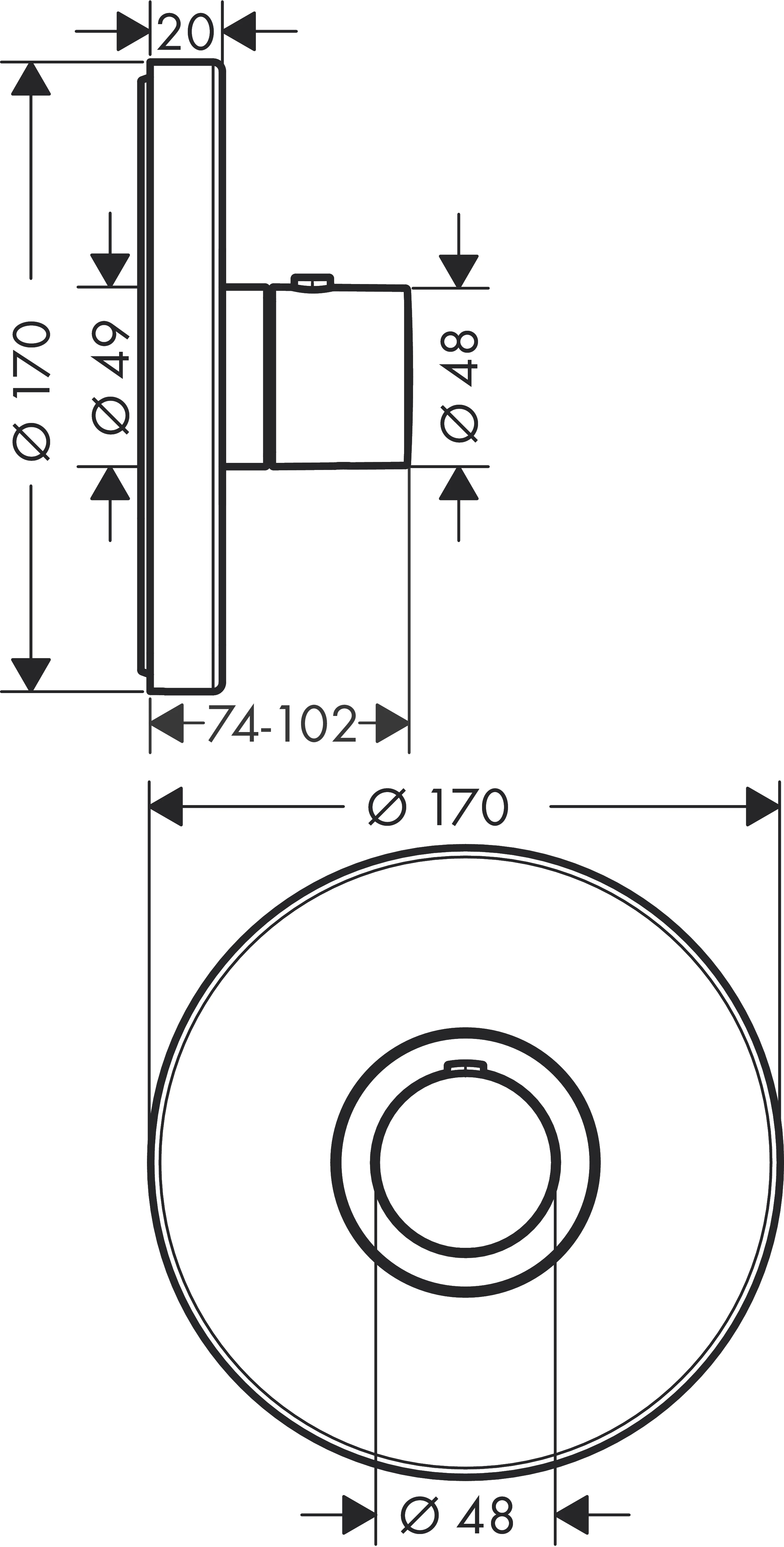 Thermostat UP Axor ShowerSelect Fertigset rund chrom