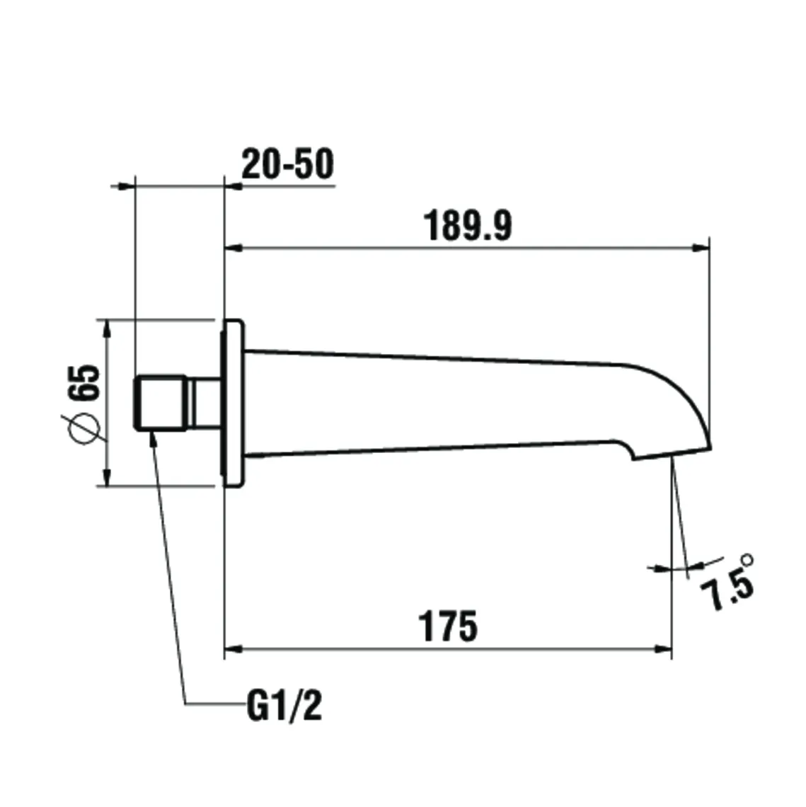 Laufen Wanneneinlauf PURE wandmontiert Festauslauf Ausladung 175 mm PVD Edelstahl-Optik gebürstet Laufen Wanneneinlauf PURE wandmontiert Festauslauf Ausladung 175 mm PVD Edelstahl-Optik gebürstet