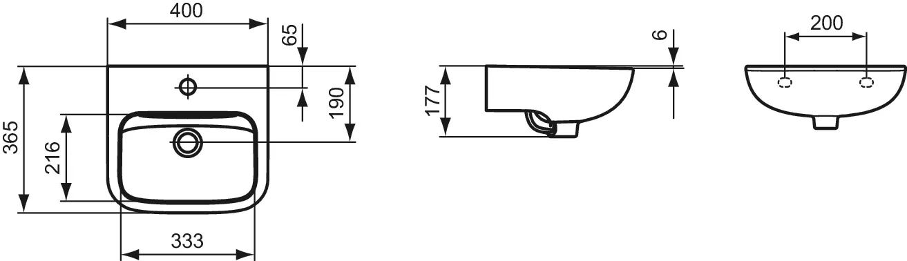 Waschbecken „Contour21“ 40 × 36,5 × 17,7 cm, Hahnlochposition mittig Waschbecken „Contour21“ 40 × 36,5 × 17,7 cm, Hahnlochposition mittig