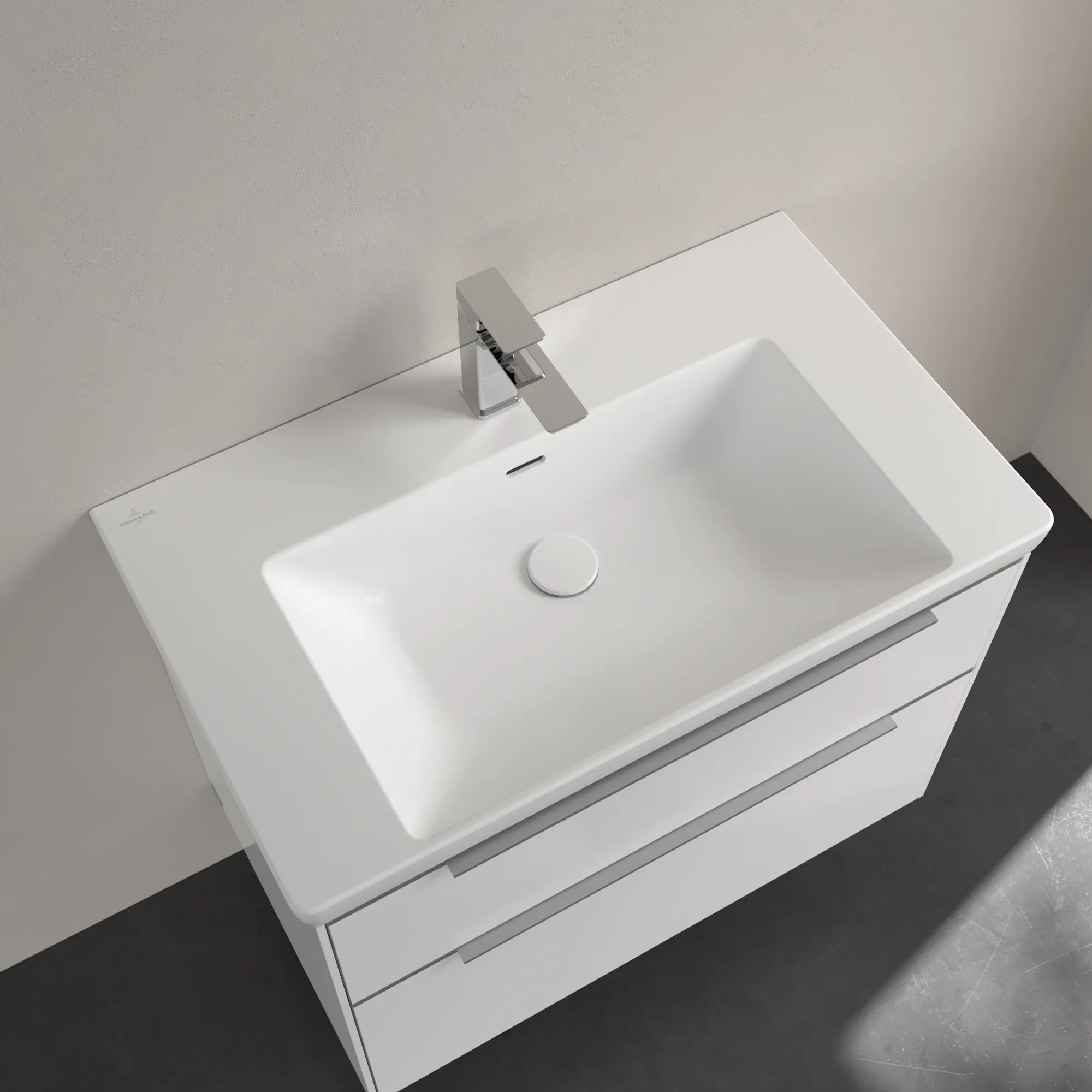 Villeroy & Boch Wandwaschtisch aus TitanCeram „Subway 3.0“ 800 × 470 × 165 mm, ohne Hahnlochbohrung, Hahnlochposition mittig in Stone White Villeroy & Boch Wandwaschtisch aus TitanCeram „Subway 3.0“ 800 × 470 × 165 mm, ohne Hahnlochbohrung, Hahnlochposition mittig in Stone White