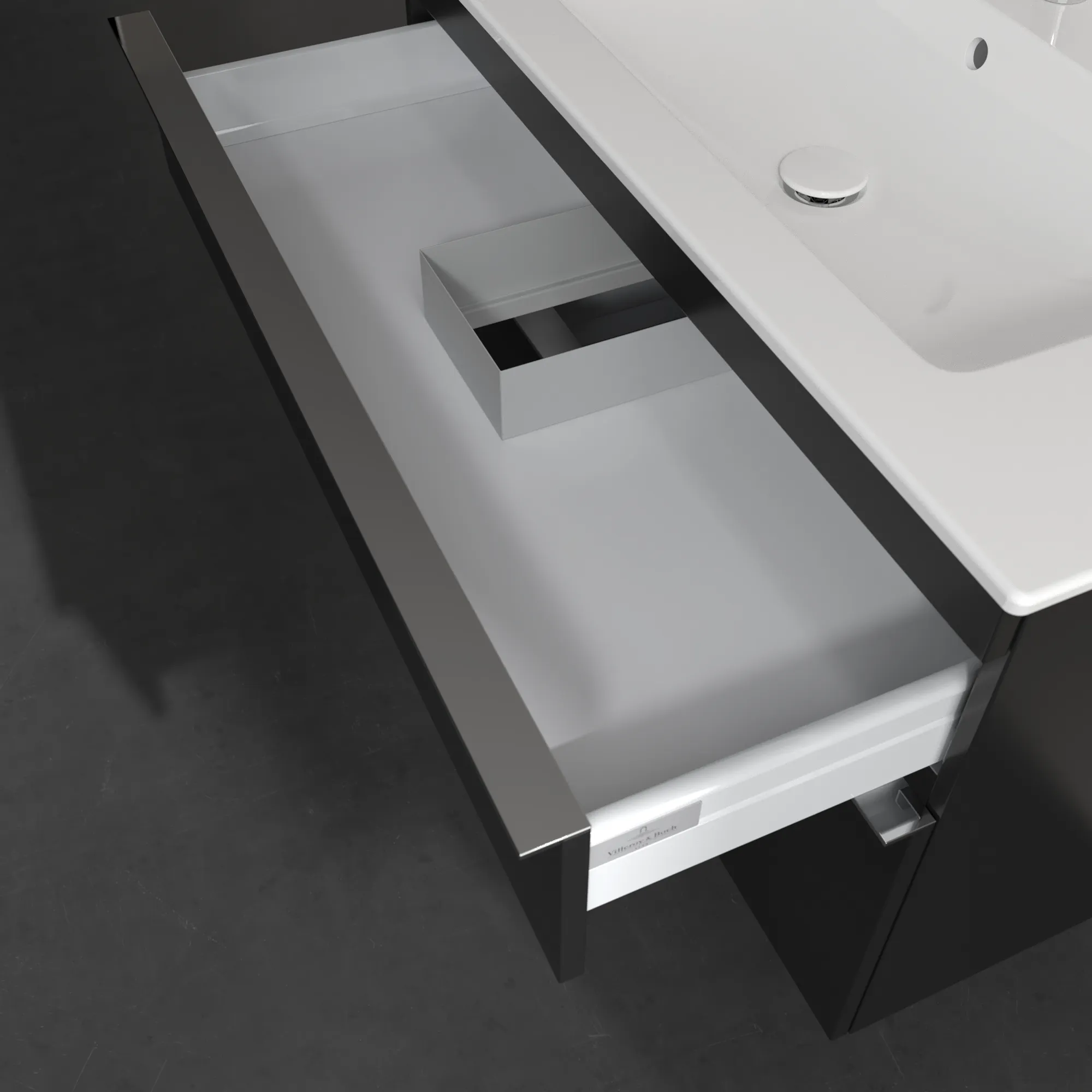 Villeroy & Boch Waschtischunterschrank „Venticello“ für Schrankwaschtisch 953 × 590 × 502 mm Volcano Black, für Becken mittig Villeroy & Boch Waschtischunterschrank „Venticello“ für Schrankwaschtisch 953 × 590 × 502 mm Volcano Black, für Becken mittig