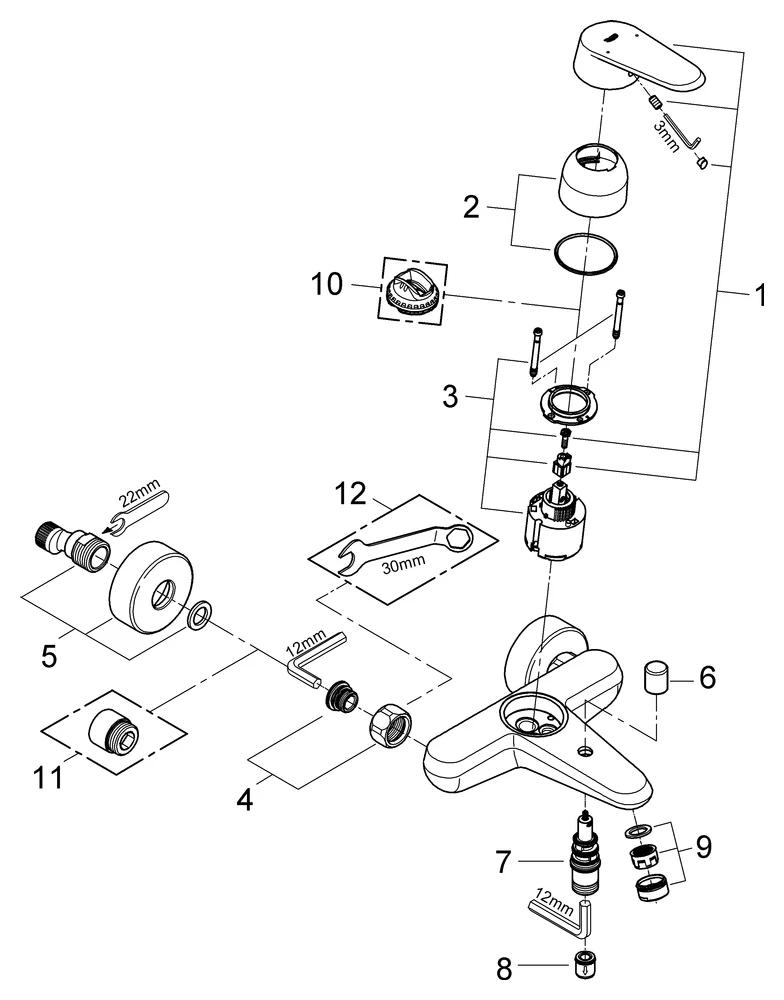 Einhand-Wannenbatterie Eurodisc Cosmopolitan 33390_2, Wandmontage, chrom Einhand-Wannenbatterie Eurodisc Cosmopolitan 33390_2, Wandmontage, chrom