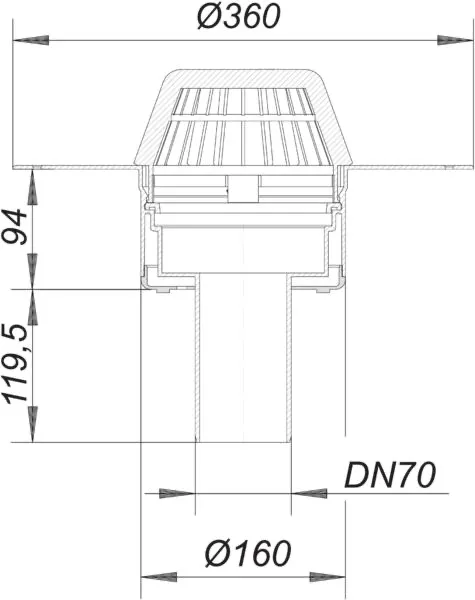 Dachablauf 62 FPO-PP, DN 70