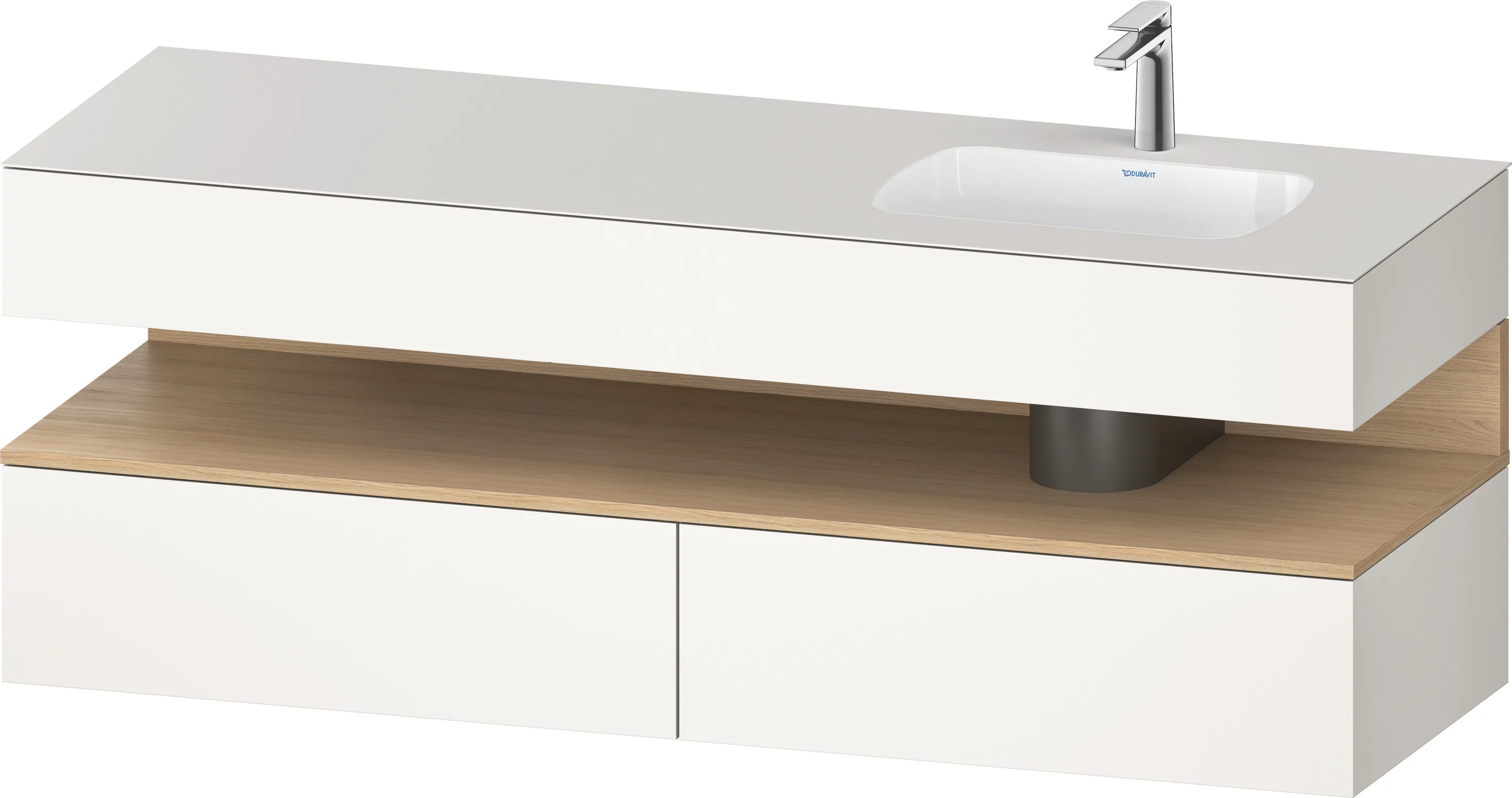 Einbauwaschtisch mit Konsolenwaschtischunterbau „Qatego“ 160 × 55 × 60 cm, mit Beleuchtung