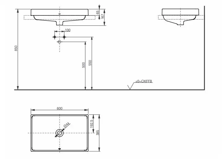 Toto Aufsatzwaschtisch „CS“ 600 × 385 × 167 mm