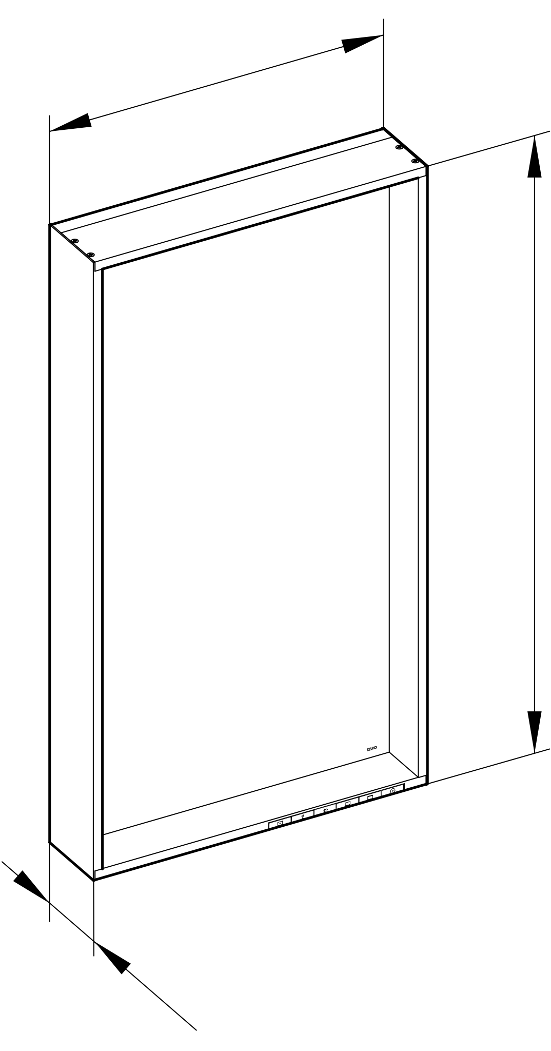 KEUCO Spiegel „Plan“ in Silber (eloxiert), mit Spiegelheizung 460 × 850 mm