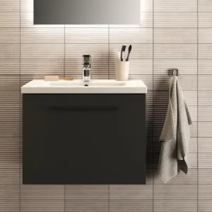 Ideal Standard Möbelwaschtischunterschrank i.life S 1 Auszug 600x375x440mm Carbongrau matt Ideal Standard Möbelwaschtischunterschrank i.life S 1 Auszug 600x375x440mm Carbongrau matt