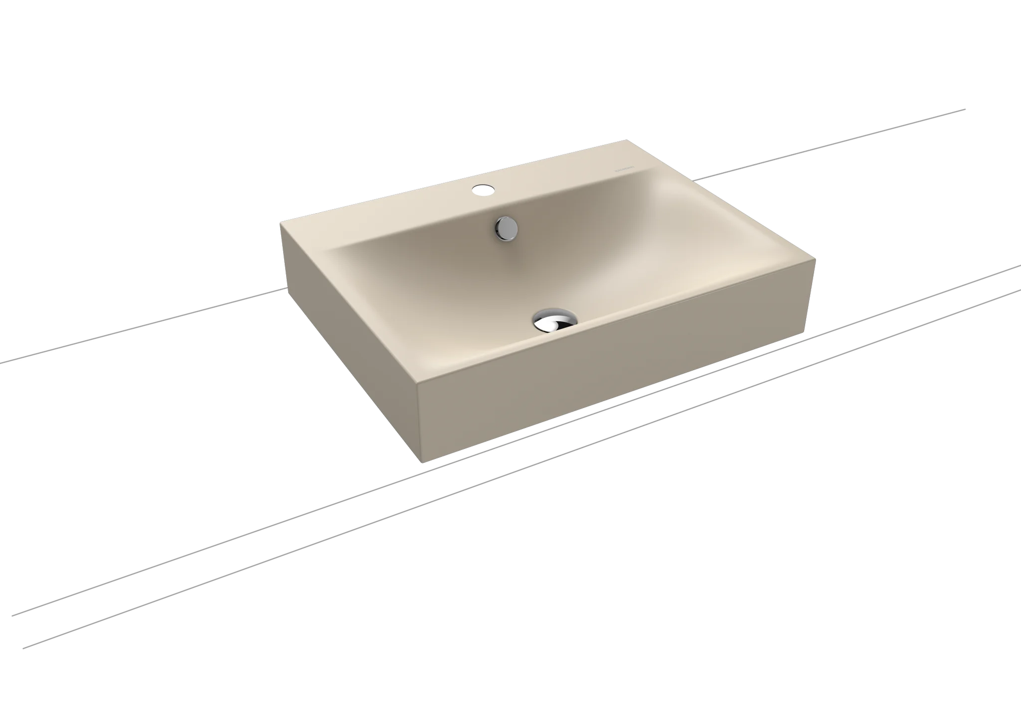 Kaldewei SILENIO Aufsatzwaschtisch, warm beige 20, Perl-Effekt, Antidröhn, 1x 1er Hahnlochbohrung, mit Überlauf, 600 x 460 mm, Randhöhe 120 mm