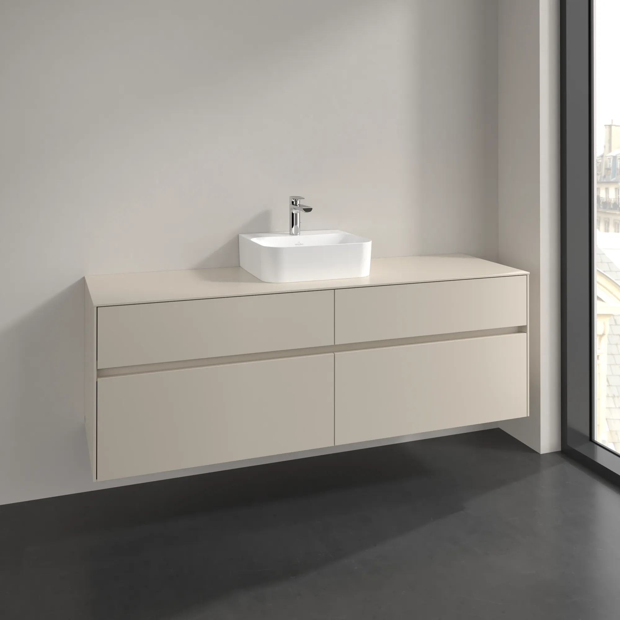 Villeroy & Boch Waschtischunterschrank „Collaro“ 1600 × 548 × 500 mm Cashmere Grey, ohne Beleuchtung, für Becken mittig Villeroy & Boch Waschtischunterschrank „Collaro“ 1600 × 548 × 500 mm Cashmere Grey, ohne Beleuchtung, für Becken mittig