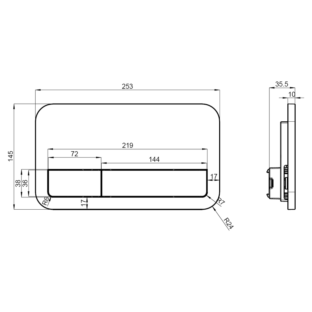 Set-WC Subway 2.0 mit Vorwandelement Ineo Plus und WC-Sitz Slim inkl. Betätigungsplatte ViConnect und Wandhalter