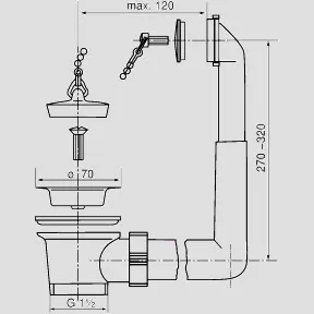 Sanit Ab- und Überlaufgarnitur für Waschtrog G 1 1/2″ in Edelstahl (gebürstet) Sanit Ab- und Überlaufgarnitur für Waschtrog G 1 1/2″ in Edelstahl (gebürstet)