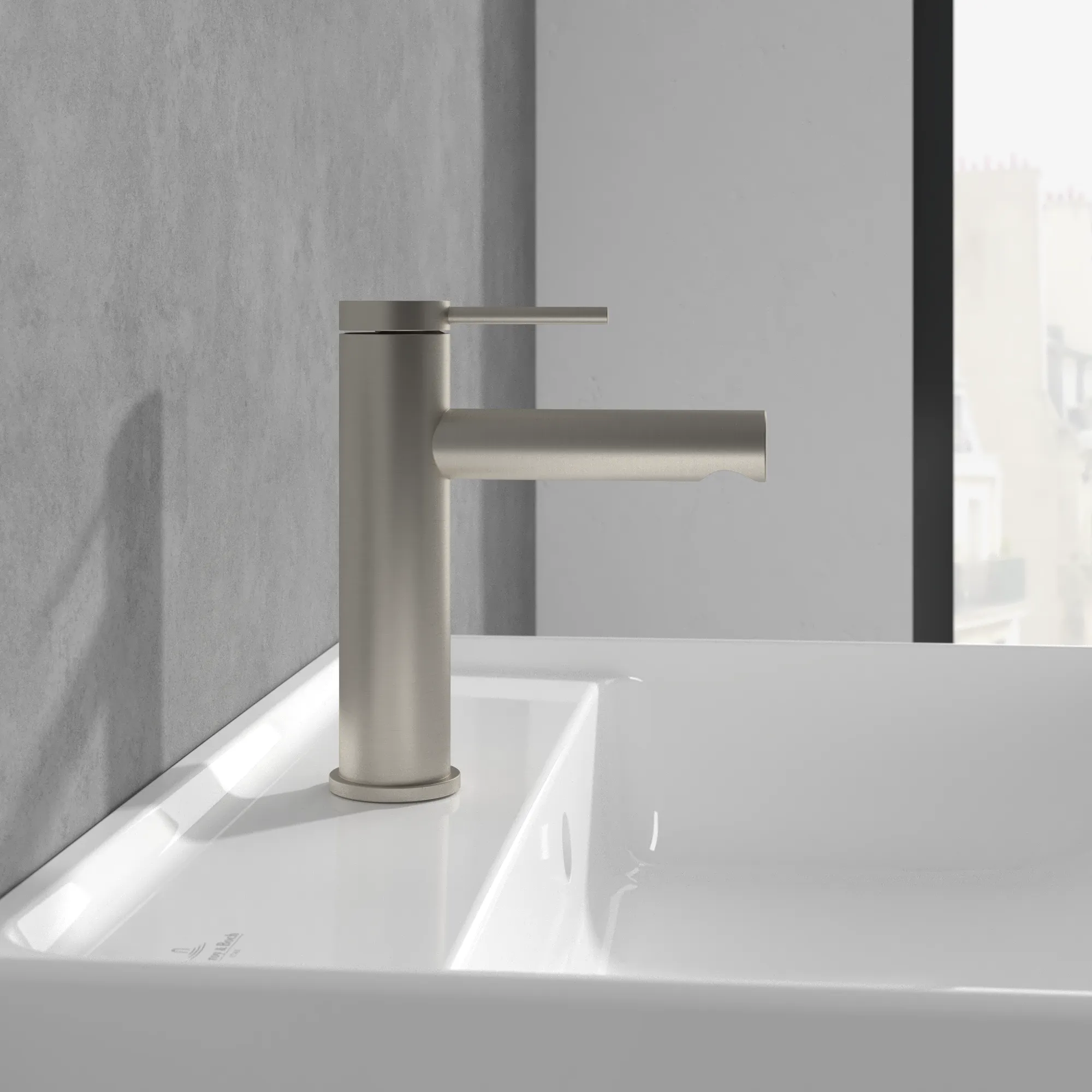 Villeroy & Boch Einhebel-Waschtischarmatur Loop & Friends, Brushed Nickel Matt, 38x145x166 mm, Höhe 166 mm, Wanneneinbaumaß 38x145 mm Villeroy & Boch Einhebel-Waschtischarmatur Loop & Friends, Brushed Nickel Matt, 38x145x166 mm, Höhe 166 mm, Wanneneinbaumaß 38x145 mm