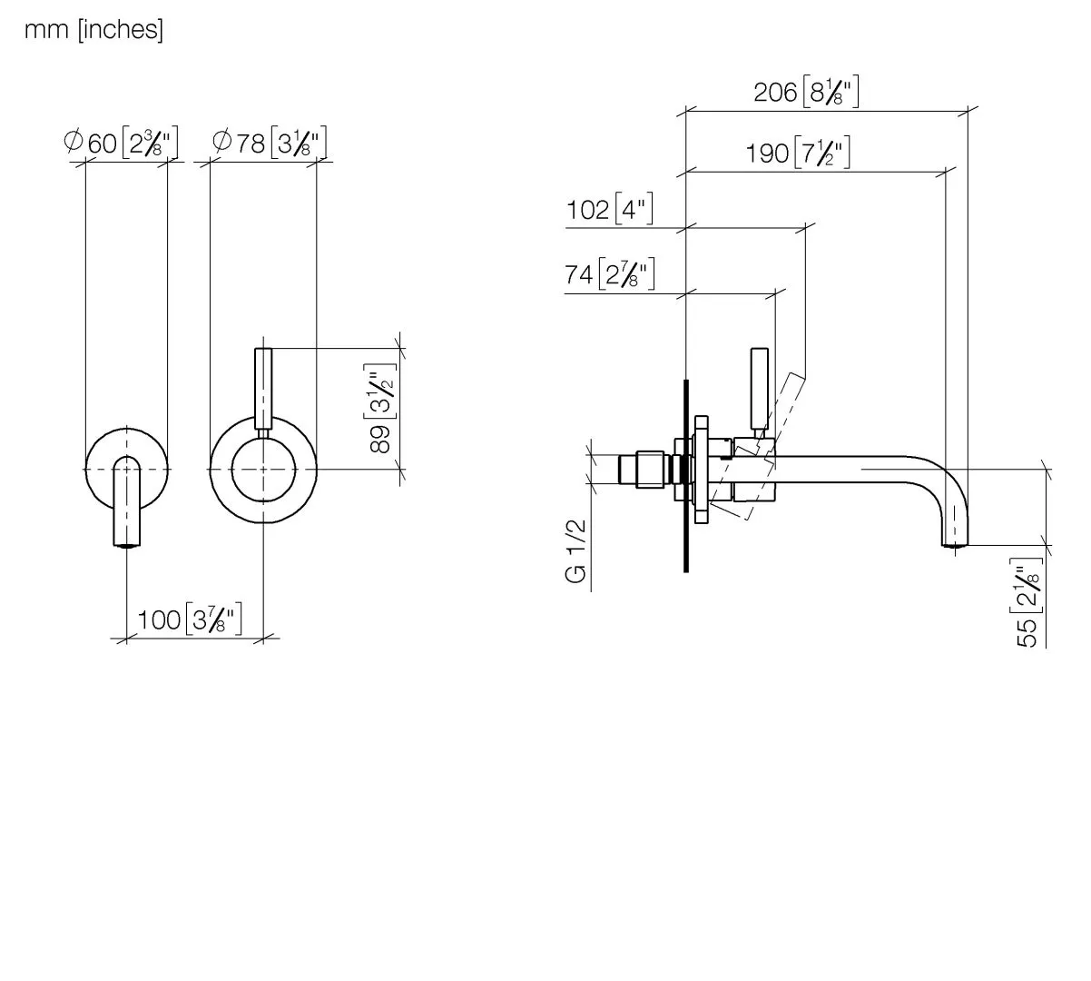 Waschtisch-Wand-Einhandbatterie mit Einzelrosetten META Chrom 36862660