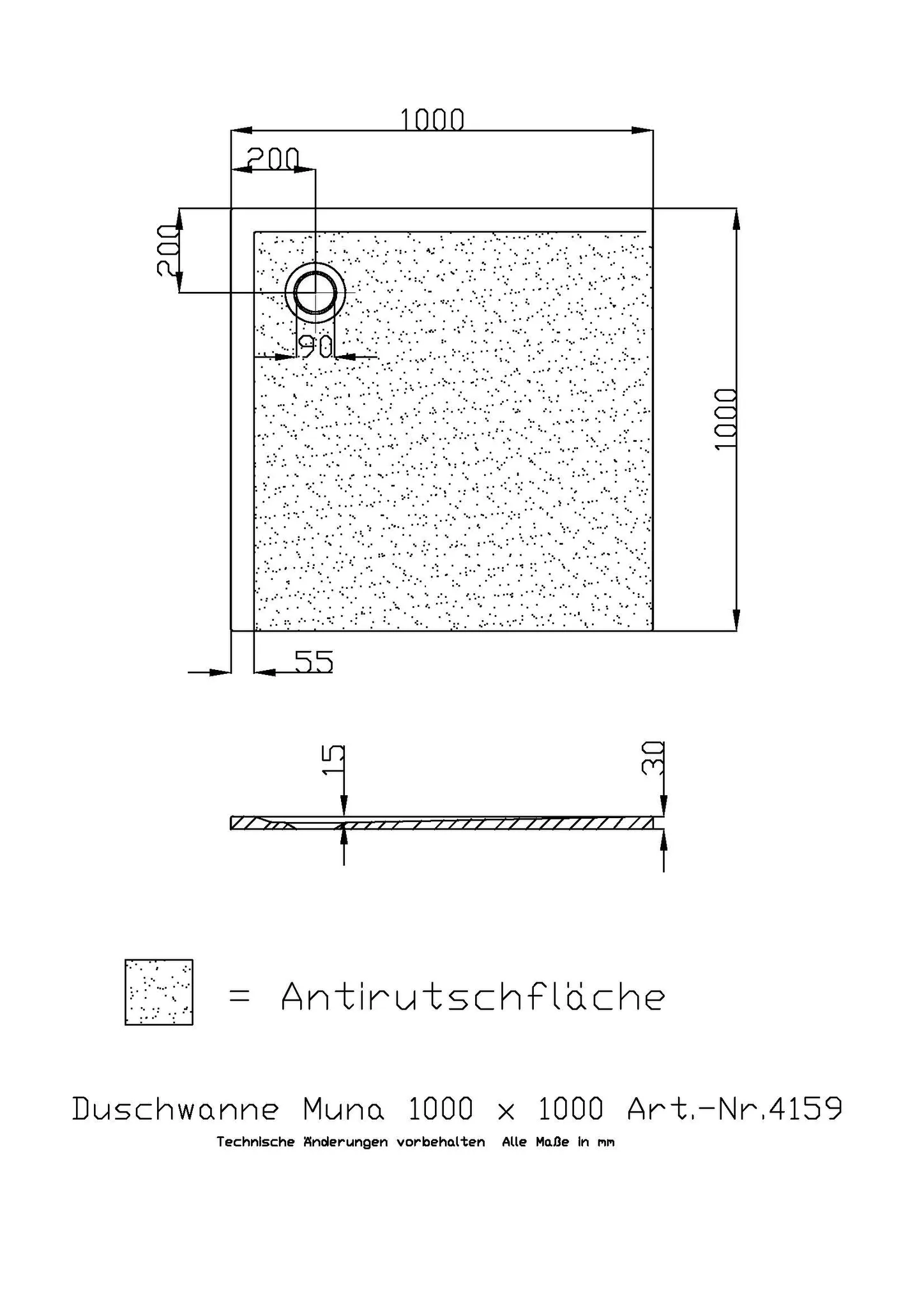 Hoesch Muna Duschwanne 1000x1000x30, Mineralguss Solique, Weiß Hoesch Muna Duschwanne 1000x1000x30, Mineralguss Solique, Weiß