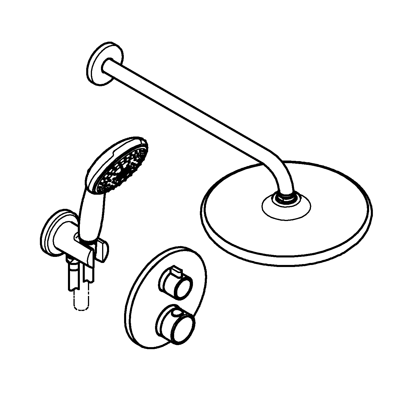 UP-Duschsystem Grohtherm 34872, mit Thermostat-Fertigmontageset 2-Wege-Umstellung, Rapido SmartBox, Tempesta 250 Kopfbrause, Brausearm, Tempesta 110 Handbrause 2 Strahlarten, Brauseschlauch, Wandanschlussbogen mit Wandbrausehalter, chrom