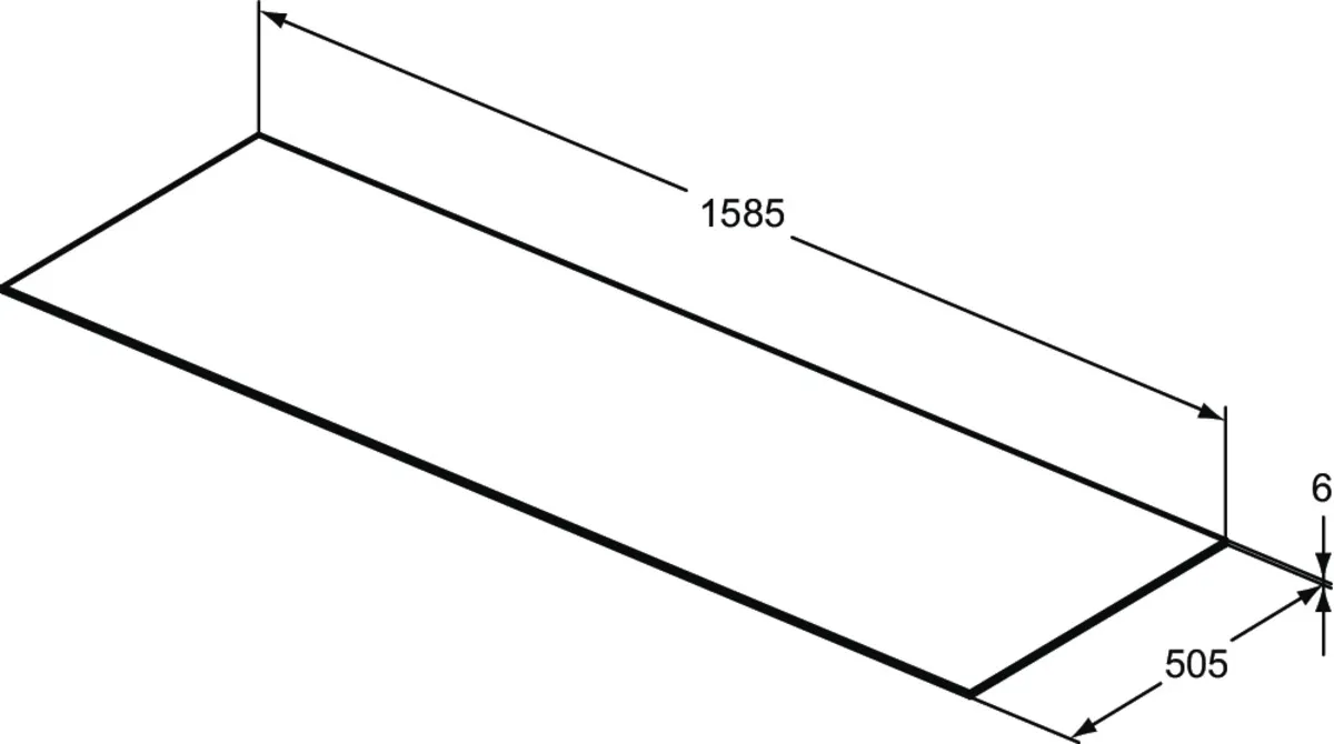 Waschtischplatte Conca, aus Keramik, 1587x505x6mm, Marmor Noir Desir