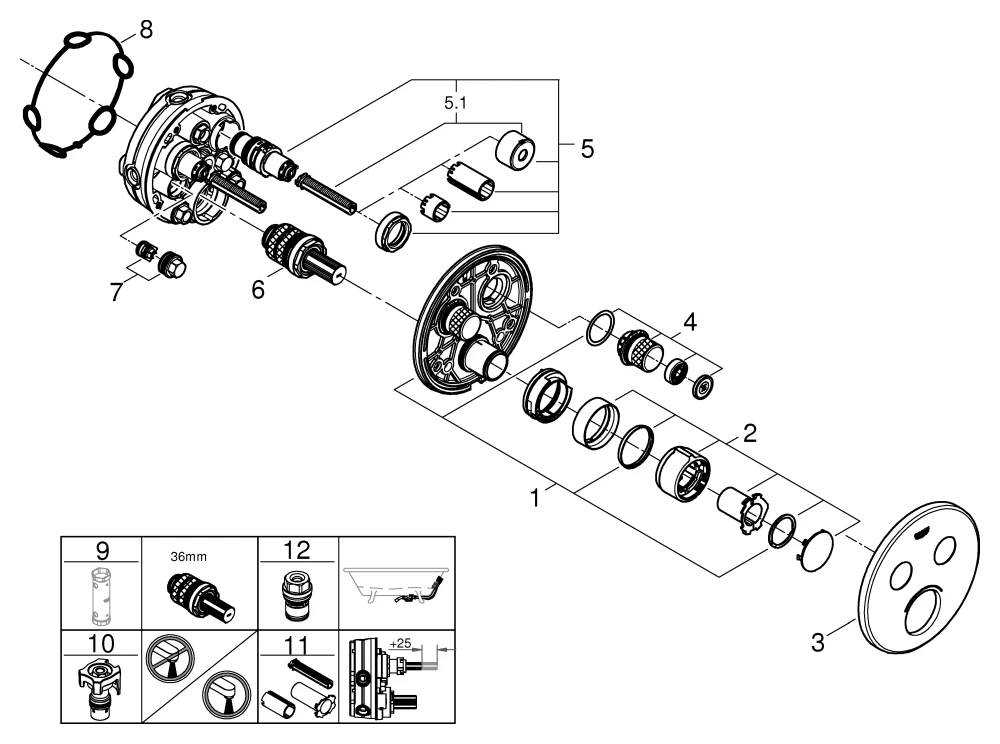 Grohe SmartControl Mischer, Unterputzmischer mit 2 Absperrventilen, Fertigmontageset für Rapido SmartBox, Wandrosette rund, chrom Grohe SmartControl Mischer, Unterputzmischer mit 2 Absperrventilen, Fertigmontageset für Rapido SmartBox, Wandrosette rund, chrom