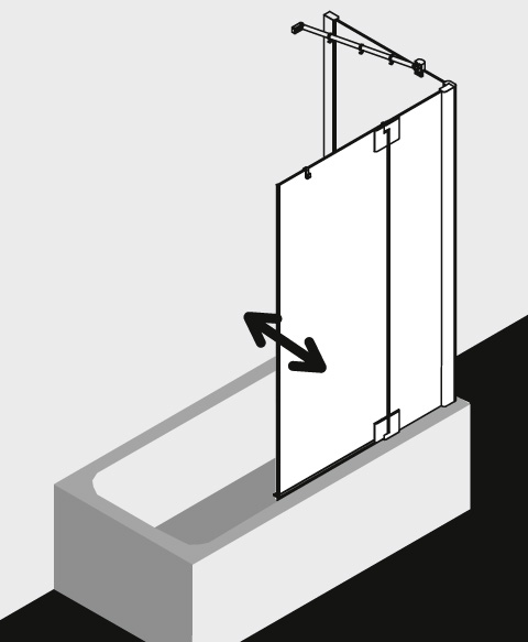 PASA XP PXDTR Pendelflügel mit Festfeld rechts, Höhe 1500 mm, Breitenverstellmaß 770-800 mm, Farbe Silber Mattglanz, Glas ESG Klar