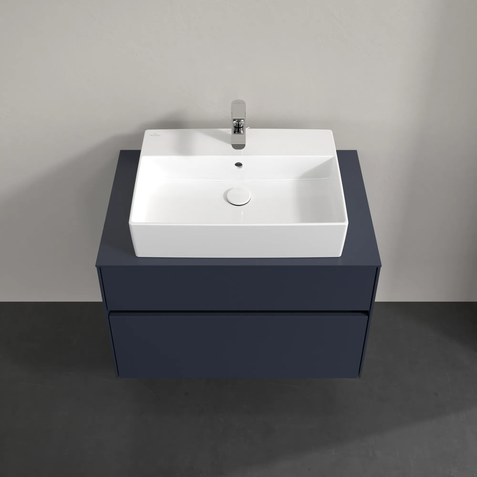 Villeroy & Boch Waschbeckenunterschrank Collaro C12400 Marine Blue, 800x548x500 mm, mit SoftClosing und integrierten Aluminiumgriffen Villeroy & Boch Waschbeckenunterschrank Collaro C12400 Marine Blue, 800x548x500 mm, mit SoftClosing und integrierten Aluminiumgriffen