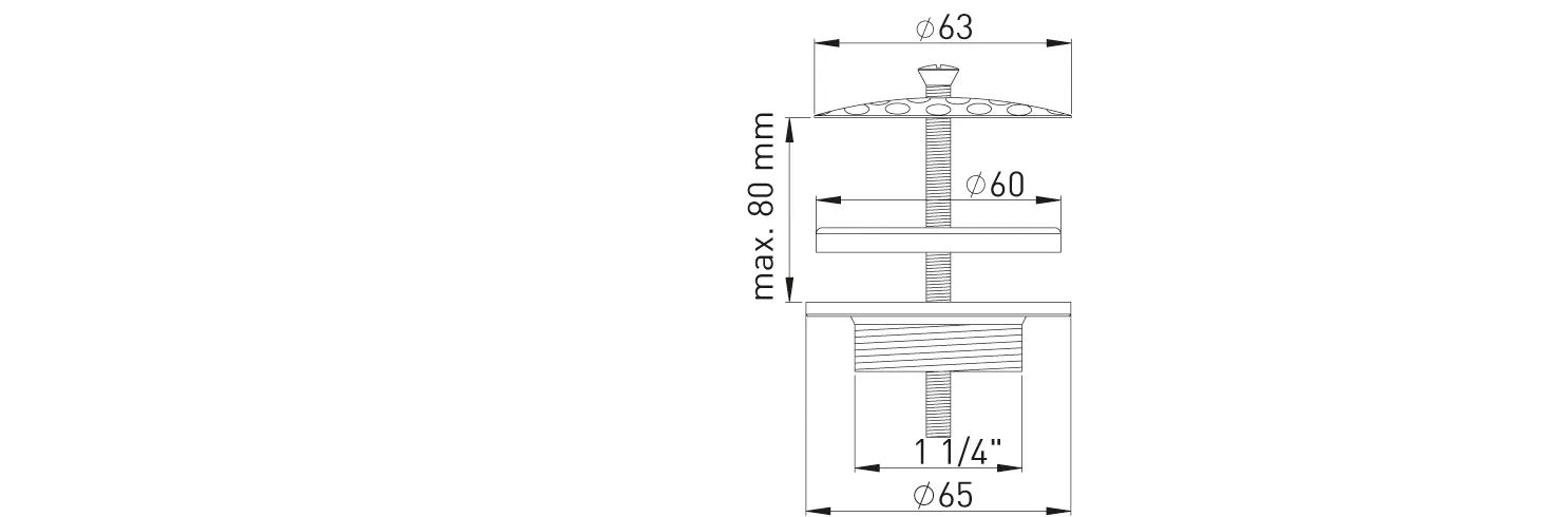 Univentil 1 1/4″ Unterteil MS vern. mit Siebplatte Edelstahl, gelocht