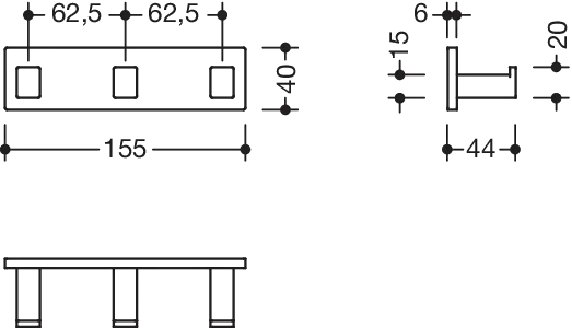 Hakenleiste Sys 900 Q, plvb, 3 Haken weiß tiefmatt Hakenleiste Sys 900 Q, plvb, 3 Haken weiß tiefmatt