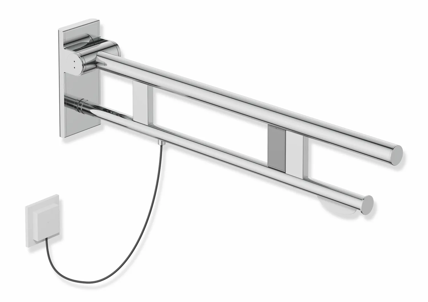 HEWI Stützklappgriff Duo System 900, Edelstahl, verchromt, Ausladung 750 mm HEWI Stützklappgriff Duo System 900, Edelstahl, verchromt, Ausladung 750 mm