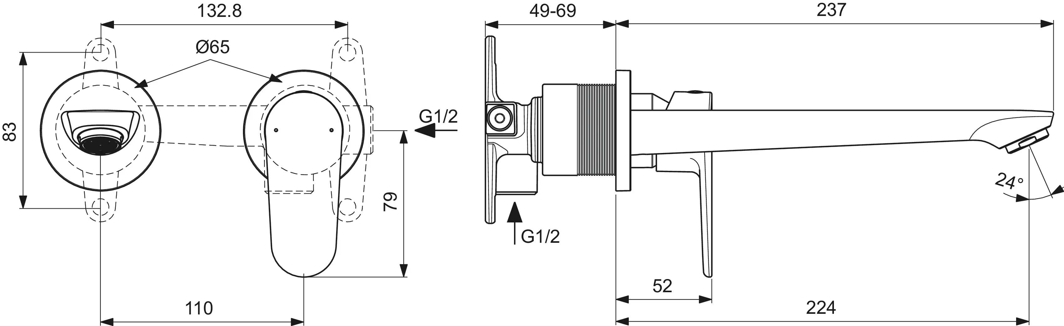 Einhand-Waschtischarmatur „CerafineO“ Ausladung 224 mm in Chrom