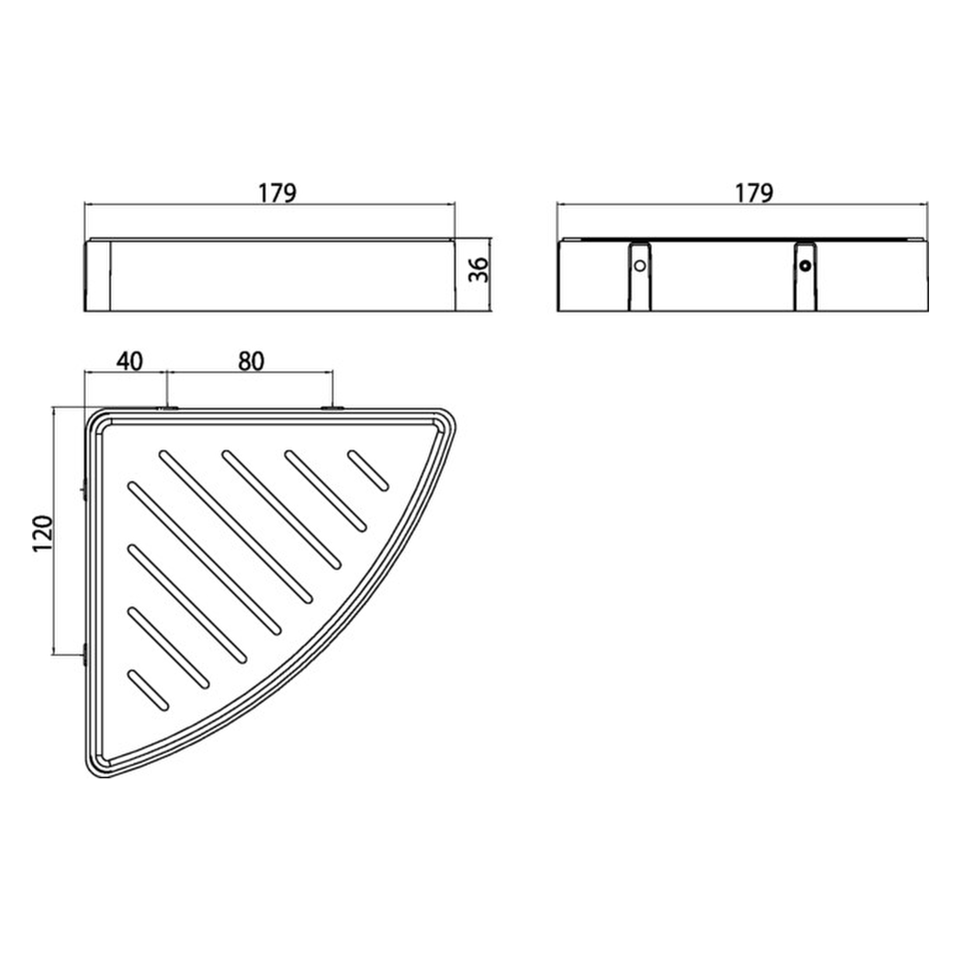 loft Eckschwammkorb mit Kunststoffeinsatz 179 × 36 × 179 mm, chrom/weiss