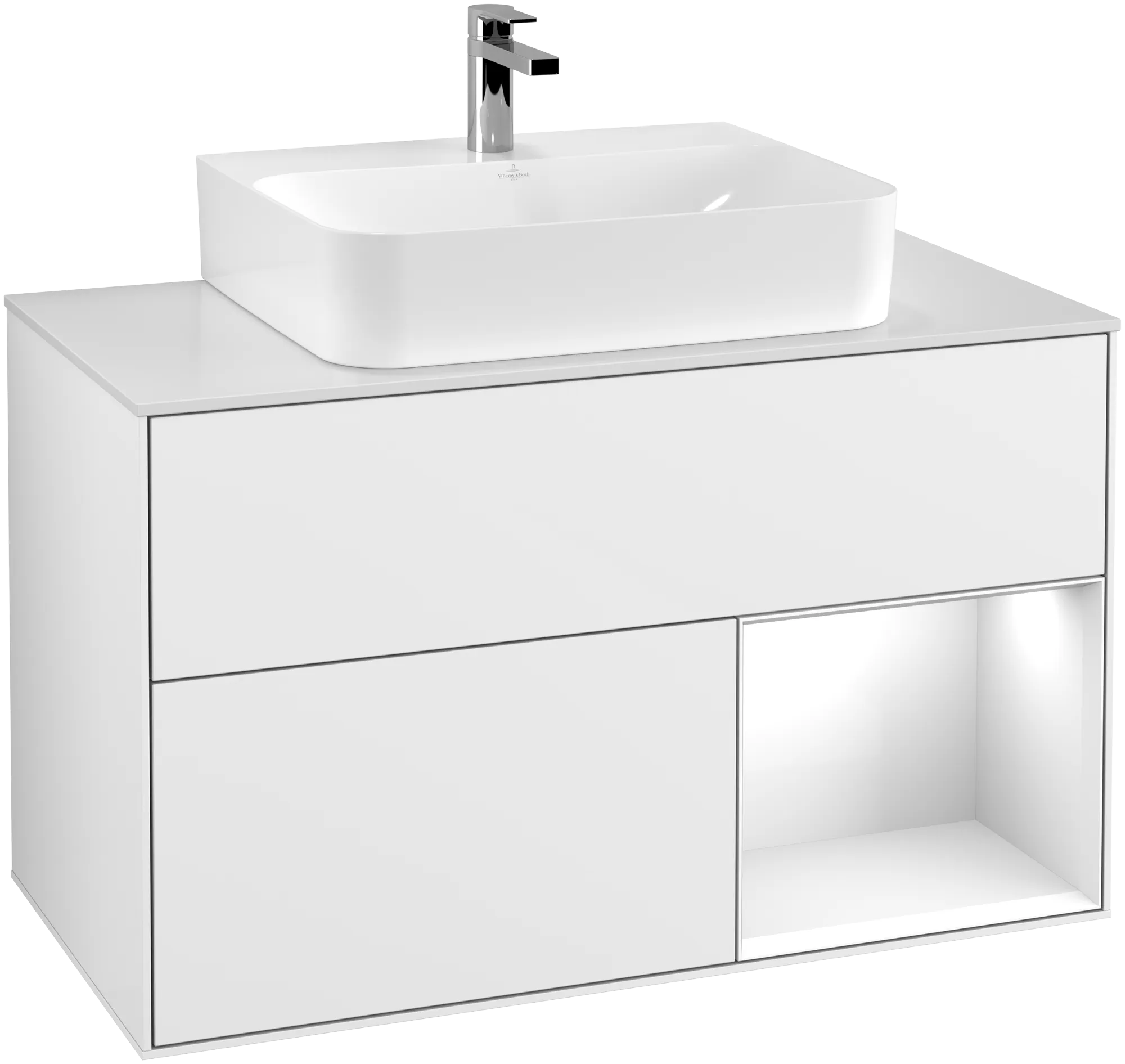Villeroy & Boch Finion Waschbeckenunterschrank F12 Glossy White Lacquer / Glass White Matt